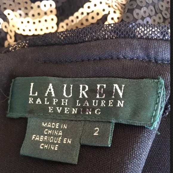 RALPH LAUREN Black Gold Sequined Strapless Dress 2 - Picture 5 of 6